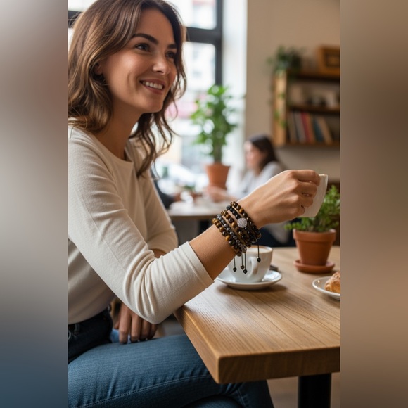 Aura Natural Stone Beaded Bracelet some with Swarovski Crystal - NWOT - Picture 3 of 16